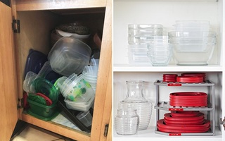 Chỉ với 3 bước sau đây, những hộp đựng thực phẩm cồng kềnh của bạn sẽ "đi vào khuôn khổ"