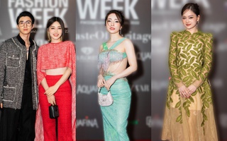 Vợ chồng Bình An - Phương Nga hội ngộ dàn diễn viên VTV tại Tuần lễ thời trang