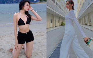 Kỳ Duyên mặc váy cut-out khoe eo nóng bỏng, Doãn Hải My quyến rũ với bikini trên biển