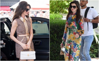 Anne Hathaway diện trang phục họa tiết rực rỡ, tái xuất xinh đẹp trên phố