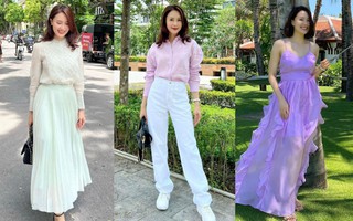 Diện đồ màu pastel dễ sến, nhưng Hồng Diễm lại mặc đẹp miễn chê