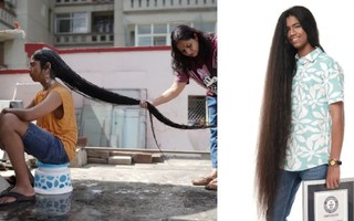 Cậu bé lập kỷ lục nam thiếu niên có mái tóc dài nhất thế giới