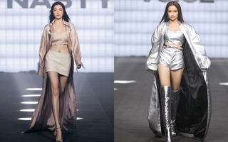 Ngọc Châu - Lệ Hằng mặc áo choàng quét đất, catwalk đầy quyền lực