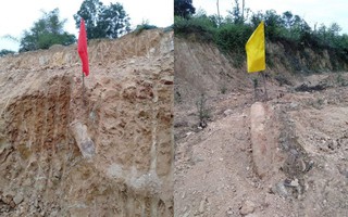 Đào đất làm vườn hốt hoảng phát hiện 3 quả bom lớn