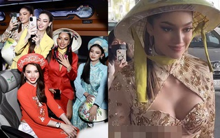 Mỹ nhân Thái Lan thuộc đoàn Miss Grand gây tranh cãi khi mặc áo dài xuyên thấu, hở vòng 1 đến Việt Nam