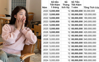 Kế hoạch tiết kiệm 5 triệu/tháng trong 20 năm của cô gái khiến nhiều người nể, soi kỹ lại thấy 1 chi tiết chưa ổn