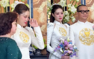Hoa hậu Khánh Vân liên tục rơi nước mắt trong lễ ăn hỏi, ông xã nhiếp ảnh có phản ứng gây tò mò