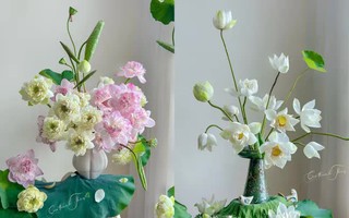 Bí kíp cắm hoa sen "ngắm là mê" của bà mẹ bỉm sữa Hà thành