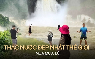 Dù ngập trong mưa lũ nhưng “thác nước đẹp nhất thế giới” tại Việt Nam vẫn đông đúc khách đặt tour