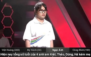 Câu đố tiểu học ‘tính tuổi mẹ’ khiến cả 4 thí sinh Olympia chào thua