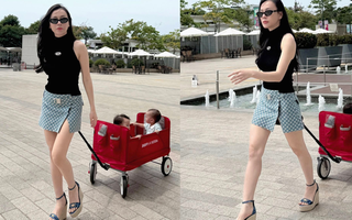 Mẹ bỉm "slay" nhất mùa hè gọi tên Phương Oanh: Dắt 2 con sinh đôi đi dạo phố mà sang chảnh hết sức