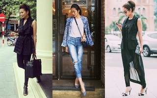 Thanh Hằng "kết" tone đen, Hà Tăng hiện đại trong street style đầu thu 