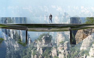 Cây cầu tàng hình nối giữa hai ngọn núi cao chót vót
