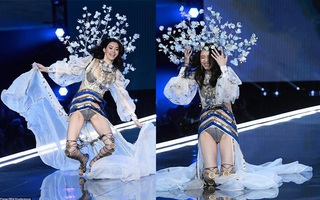 Victoria's Secret Fashion Show 2017: Ming Xi bất ngờ ngã "sấp mặt" khi đang trình diễn