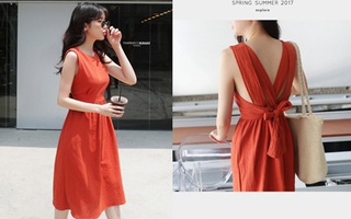 Váy áo bây giờ mốt là phải "mịn" ở đằng trước, đằng sau đan dây buộc nơ tung xòe