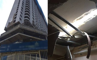 Hà Nội: Thót tim hai thanh sắt rời từ tòa nhà 27 tầng xuyên thủng mái nhà người dân
