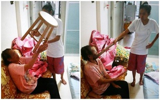 Ai cũng phẫn uất khi nhìn những hình ảnh con cái hành hạ mẹ già dã man thế này