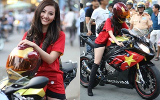 Hé lộ danh tính cô nàng áo đỏ xinh đẹp, cưỡi motor đi cổ động bóng đá