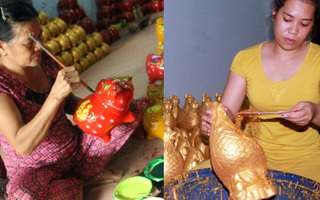 Tết cận kề, những chú heo đất, gà vàng giá chỉ vài chục ngàn đã sẵn sàng "lên kệ"