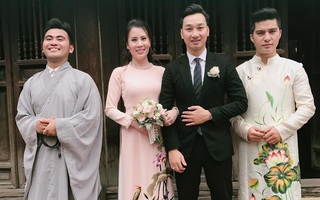 MC Thành Trung và vợ diện áo dài làm lễ Hằng thuận tại chùa
