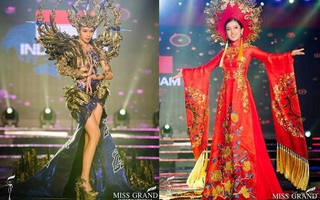 Huyền My tiếp tục giữ vị trí thứ 2 trong phần thi trang phục dân tộc Miss Grand International 2017