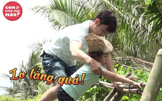 Con gái Huy Khánh “run cầm cập” khi lần đầu đi cầu khỉ