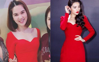 Mặc cùng kiểu váy với Kỳ Duyên, Ngọc Trinh không những kém sang mà còn tụt giảm phong độ vì... kiểu tóc