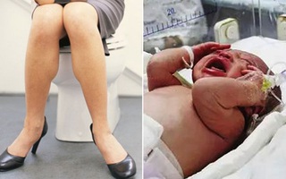 Đi vệ sinh, mẹ bầu đẻ luôn con vào bồn cầu