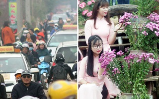 Hà Nội: Bất chấp trời lạnh và mưa, hàng nghìn người đổ về làng hoa Nhật Tân chụp ảnh