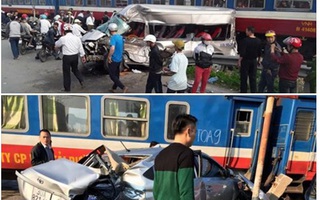 Nhiều người thương vong khi xe ô tô 16 chỗ va chạm với tàu hỏa tại Nam Định
