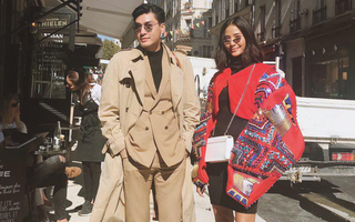 Á hậu Hoàng Thùy khoe chân dài miên man, sánh đôi với "soái ca" lịch lãm Quang Đại tại Paris
