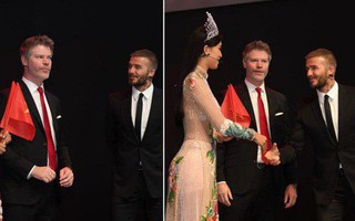Khoảnh khắc cực hot: Hoa hậu Tiểu Vy mặc Áo dài, rạng rỡ bắt tay David Beckham
