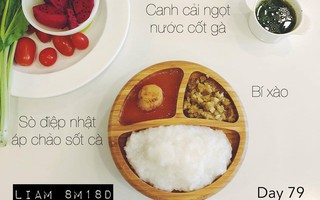 Mẹ kết hợp 3 kiểu ăn dặm và đổi món liên tục trong ngày, con trai 1 tuổi đã ăn thô như người lớn