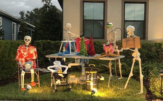 Thấy mấy "bộ hài cốt" nhà hàng xóm cứ mỗi ngày lại tạo dáng một kiểu, cô gái bèn chụp lại hết đăng lên khoe trên MXH