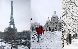 Chỉ sau một đêm, tuyết nhấn chìm Paris vào một màu trắng mộng mơ dày tới gần 18cm khiến nhiều người ngỡ ngàng