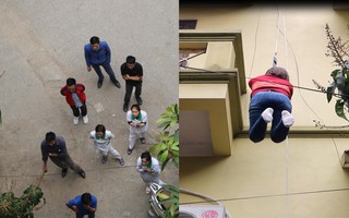Hà Nội: Sau hàng loạt vụ cháy ở chung cư, cư dân và nhân viên văn phòng mua dây thoát hiểm về tập "đu"