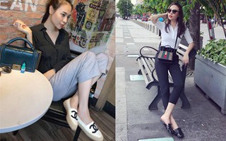 Ngại cao hơn Cường Đôla hay sao mà Đàm Thu Trang chỉ chuyên đi giày/dép bệt