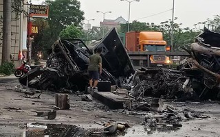 Hải Phòng: Xe container đâm nhau bốc cháy, 2 nạn nhân mắc kẹt tử vong trong xe