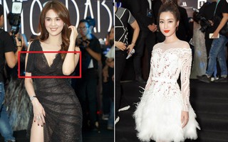 Cùng thảm đỏ: Hoa hậu Mỹ Linh diện váy lông cầu kì, Ngọc Trinh để lộ cả 2 miếng dán ngực dày cộm