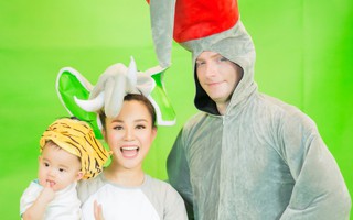 Kyo York hóa tê giác vô cùng đáng yêu và dễ thương bên mẹ con Vy Oanh