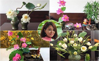 Những bình hoa đẹp thanh khiết của người phụ nữ dành trọn tình yêu của mình cho hoa sen