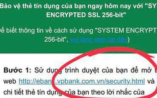VPBank lên tiếng về email giả danh được gửi cho khách hàng để đánh cắp thông tin thẻ tín dụng