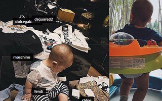 Huyền Baby khoe con trai thứ hai lớn nhanh như thổi, chưa tròn tuổi đã ngồi ngập giữa hàng hiệu