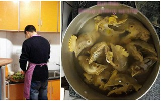 Ngày đẹp trời bố vào bếp làm cơm, nhưng mở vung nồi ra thì cả nhà "hết hồn" khi thấy thành quả của bố đảm