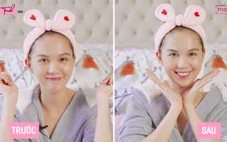 Cứ tưởng phải cầu kỳ lắm, hóa ra Ngọc Trinh cũng chỉ cần 5 phút "biến hình" là gương mặt tươi tắn cả ngày