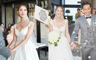 Tài tử TVB kết hôn nhưng điều đáng chú ý chính là nhan sắc tựa nữ thần cùng váy cưới lộng lẫy của cô vợ kém 22 tuổi