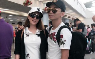 Có vẻ đã hết trầm cảm, Khánh Thi diện đồ đôi cùng chồng xuất ngoại lần đầu sau khi sinh con