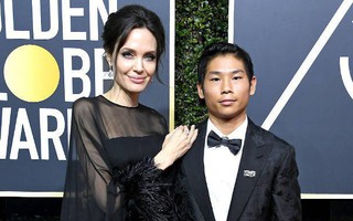 Angelina Jolie xinh đẹp sánh vai bên con trai gốc Việt Pax Thiên tại thảm đỏ Quả Cầu Vàng 2018
