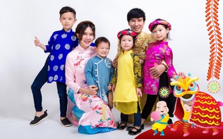 Gia đình Lý Hải - Minh Hà diện áo dài Tết, khoe 4 nhóc tỳ cực đáng yêu 