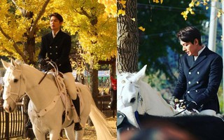 Lộ tạo hình siêu điển trai của Lee Min Ho: Cưỡi bạch mã giữa rừng lá vàng trong phim mới của biên kịch Hậu duệ mặt trời 